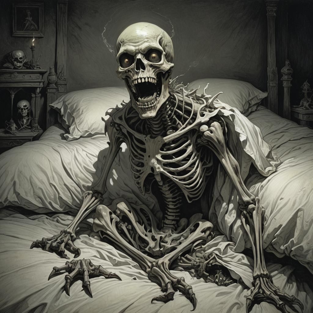 Creepy White Goblin Skeleton Nightmare