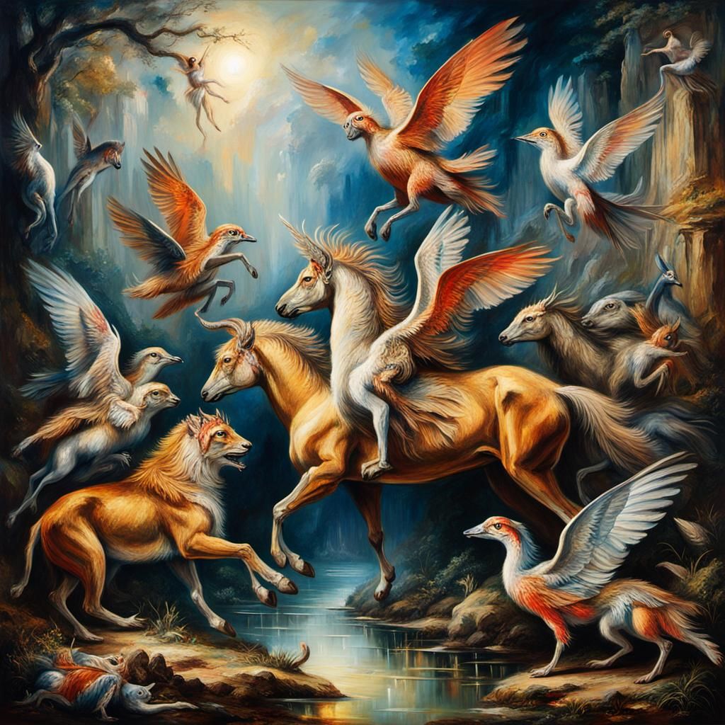 Wild Animal Ballet in Moreau-Inspired Painting