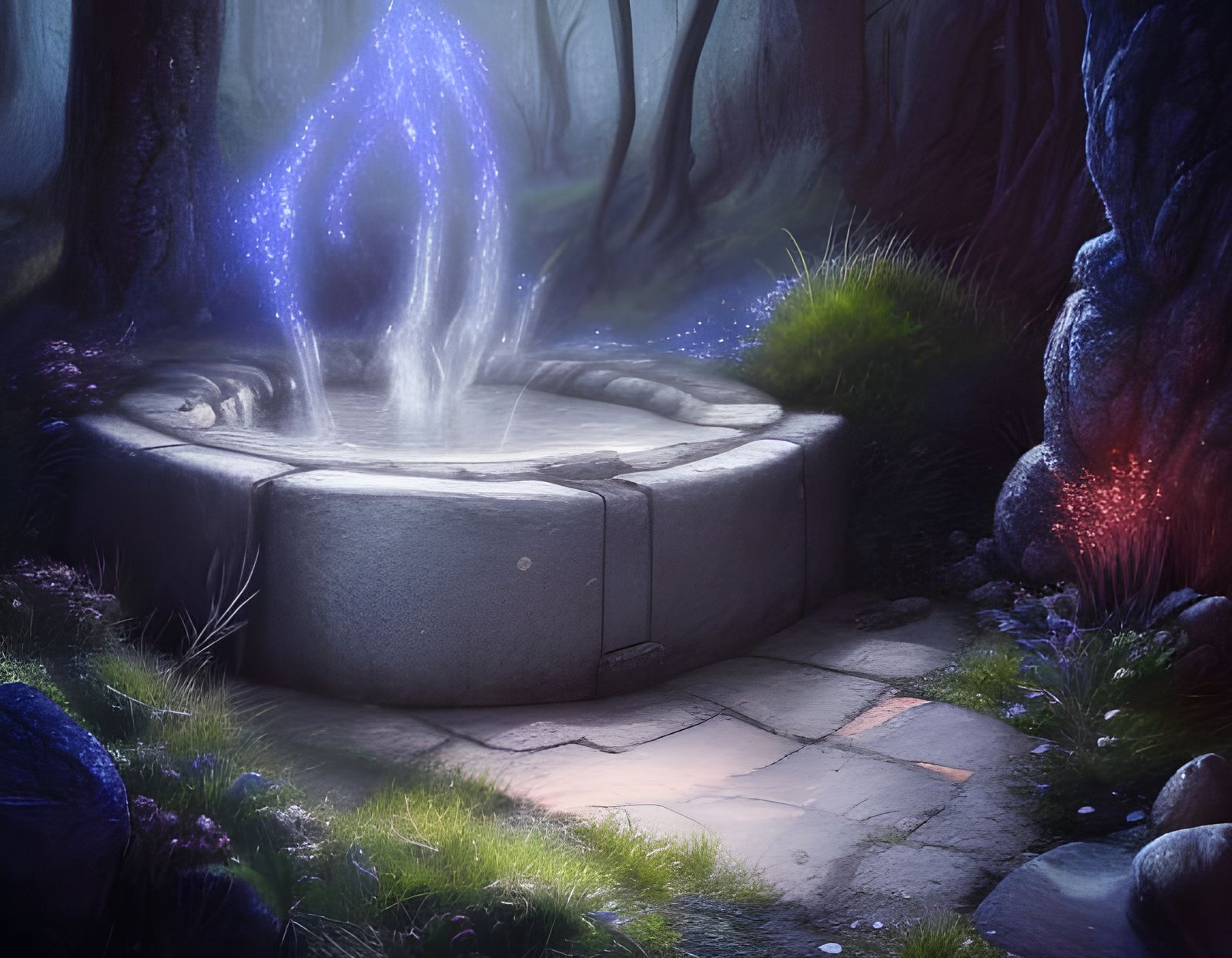 Mystic Wishing Well with Blue Moss