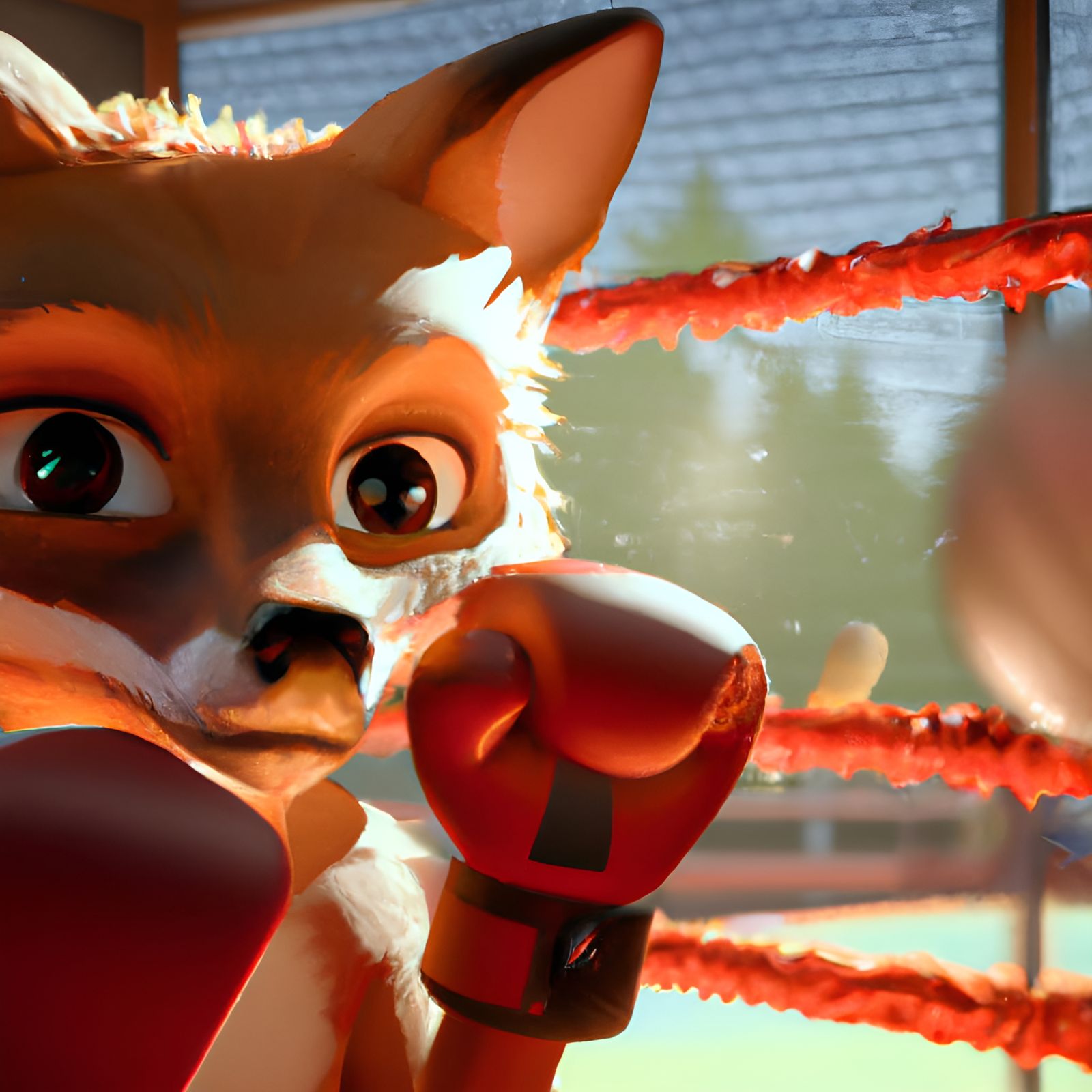 Adorable Fox Boxer in a 3D Digital Painting