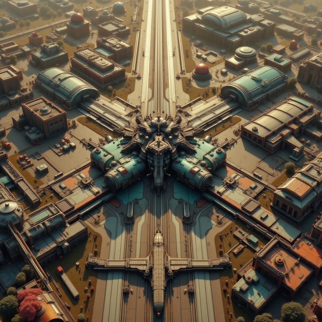 Area 51 Top Down View in Art Nouveau Punk Style