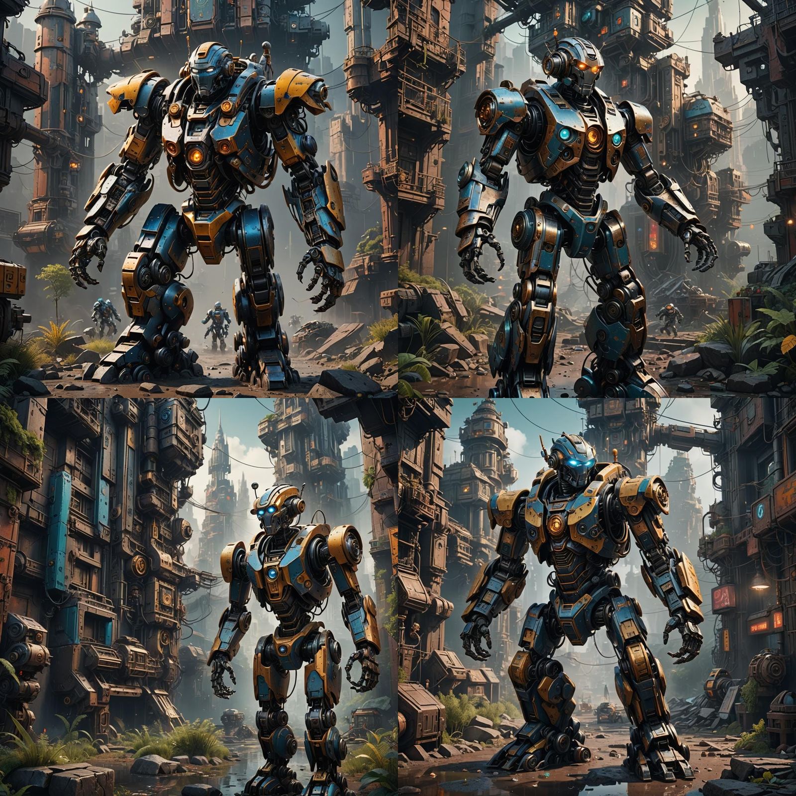 Detailed Robot Matte Painting in Deep Color