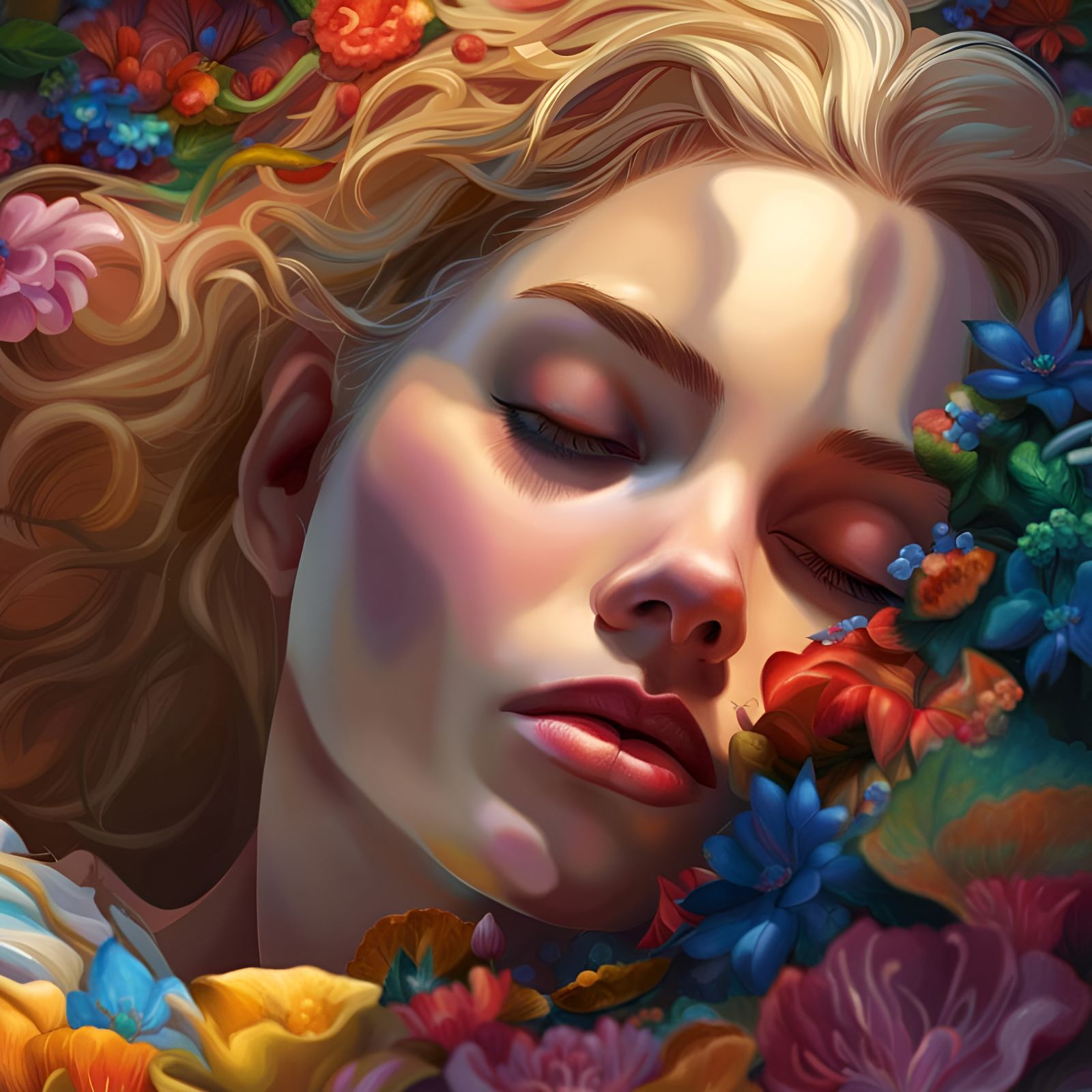 Detailed Sleeping Beauty Concept Art in Hyperrealism