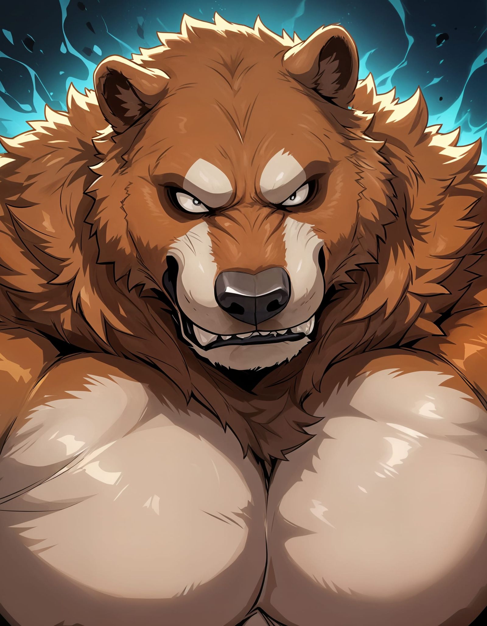 Majestic Mega-Obese Kodiak Bear in Deep Darkness