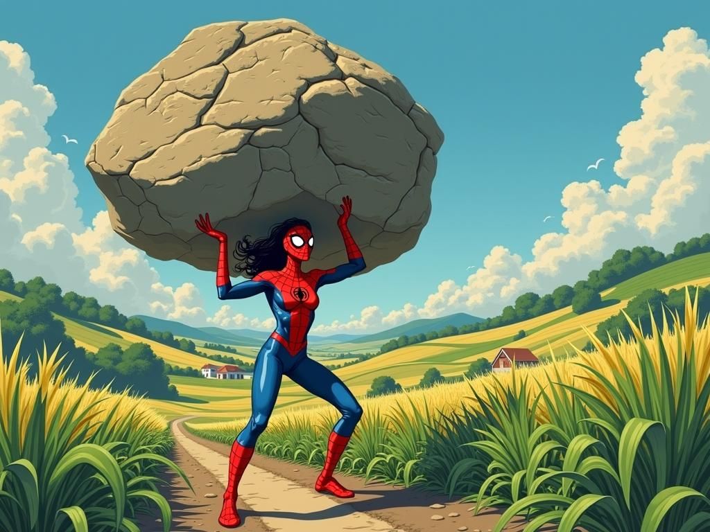 Spider-Girl's Ukiyo-e Strength Display in Emerald Field