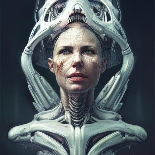 Giger-esque Portrait in Hyperdetailed Style