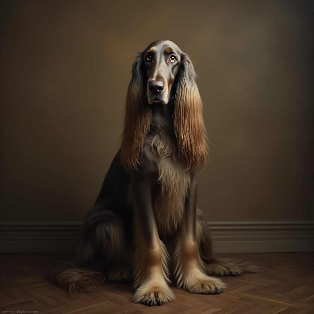 Regal Afghan Hound in Elegant Studio Setting