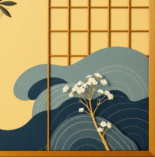 komiko shoji screen curved minamalist pattern