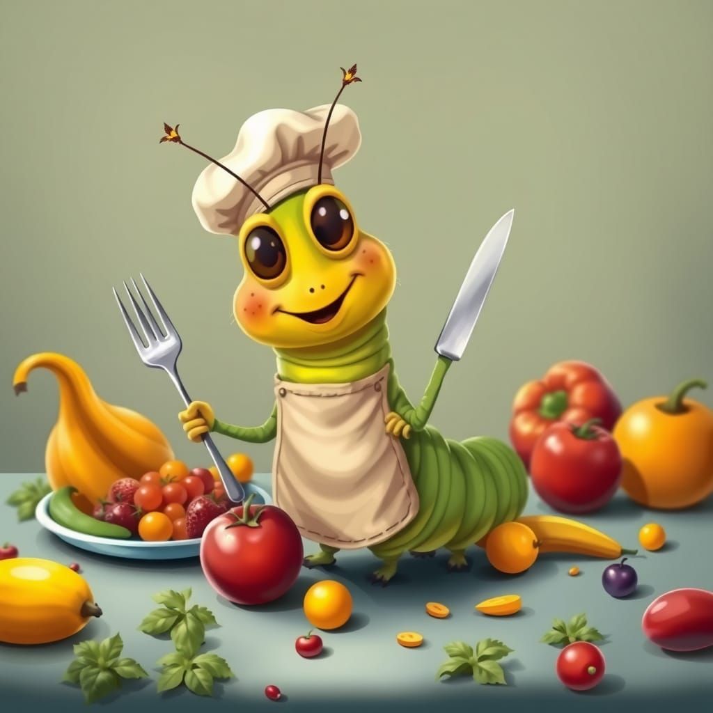 Caterpillar Chef Ready to Feast