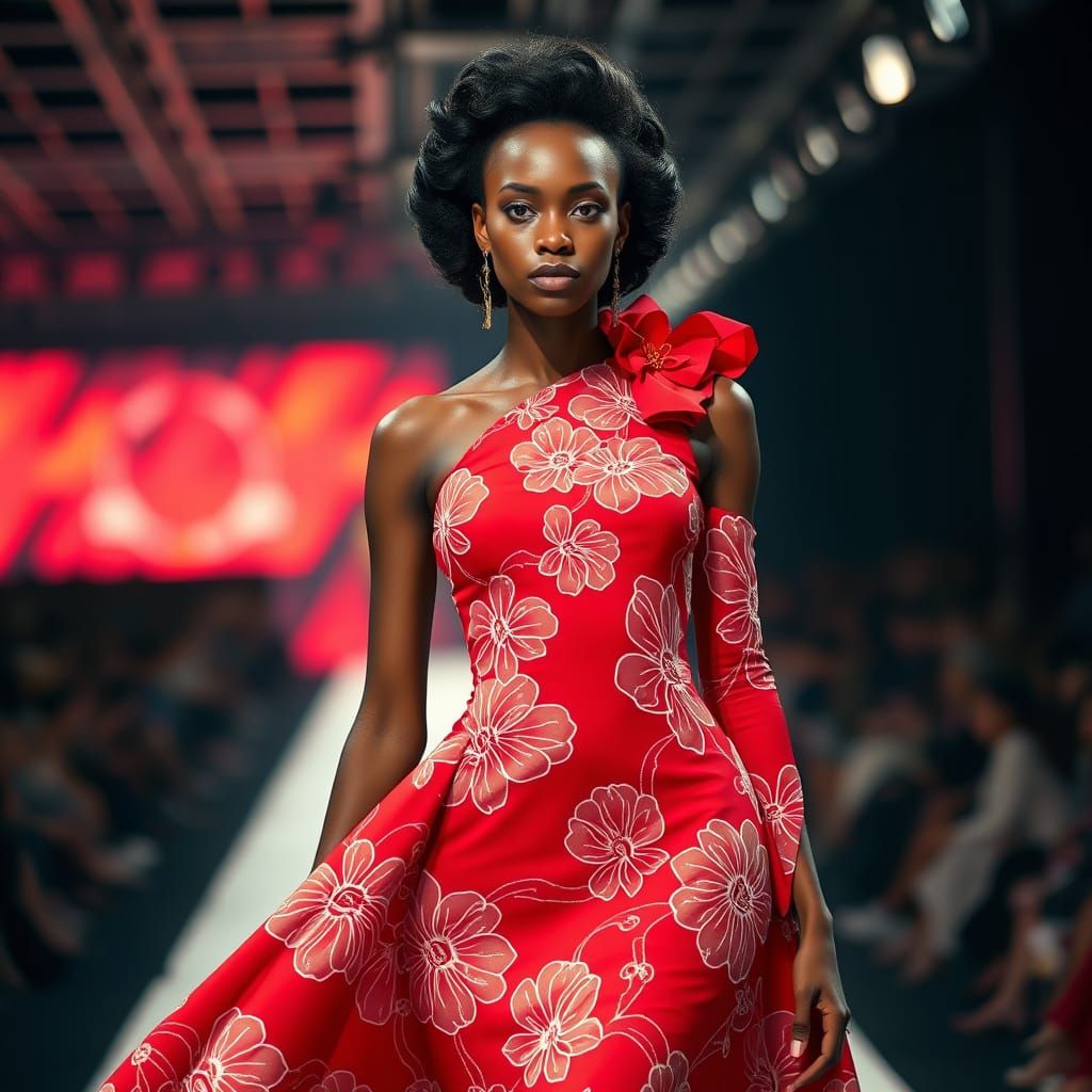 An illustration of a runway in Africa with a beautiful and u...