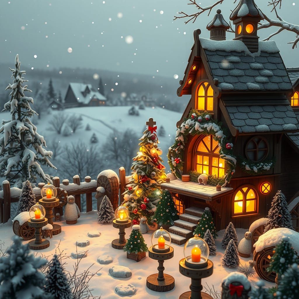 Steampunk Christmas Garden Whimsy