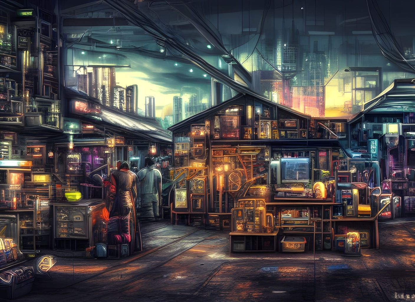 Cyberpunk fabrication shop