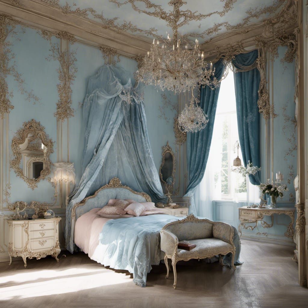 Rococo Princess Room with Blue Tones