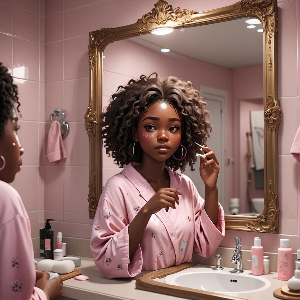 Teenage Girl's Skincare Routine: 3D Anime Art