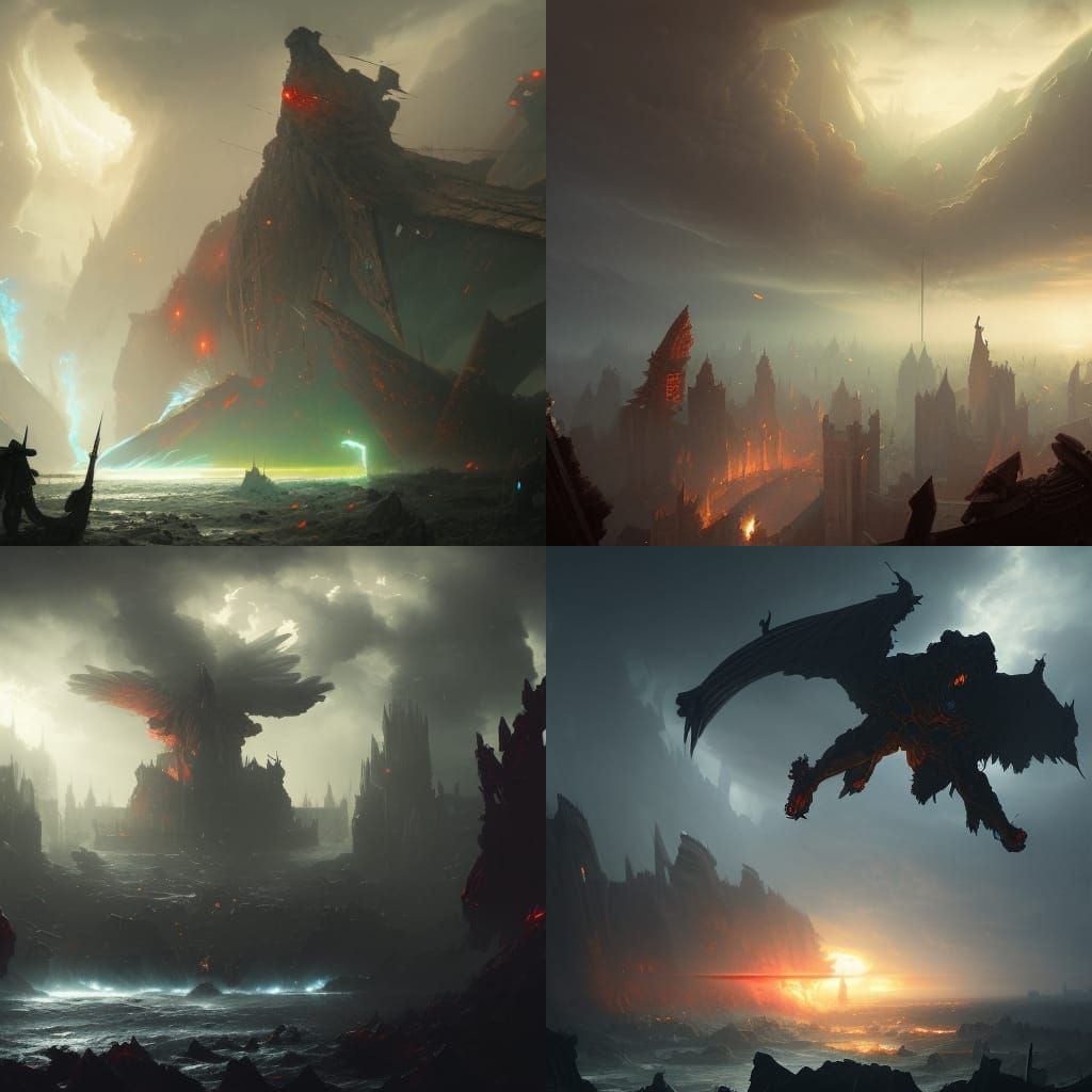Titans Destroying England: Dark Fantasy Masterpiece