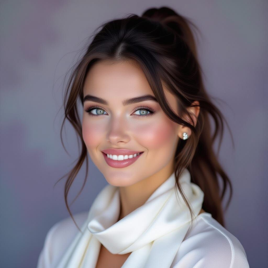 Slavic Woman Portrait with Ice-Blue Eyes