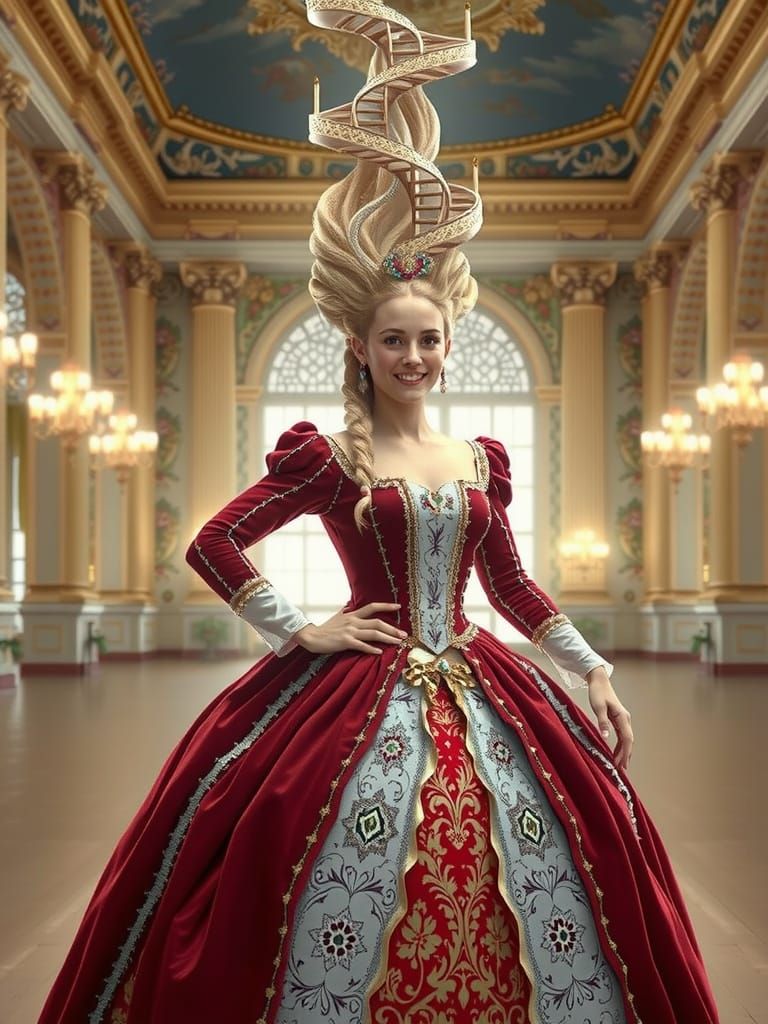 Renaissance Princess with Staircase Hairstyle in Versailles
