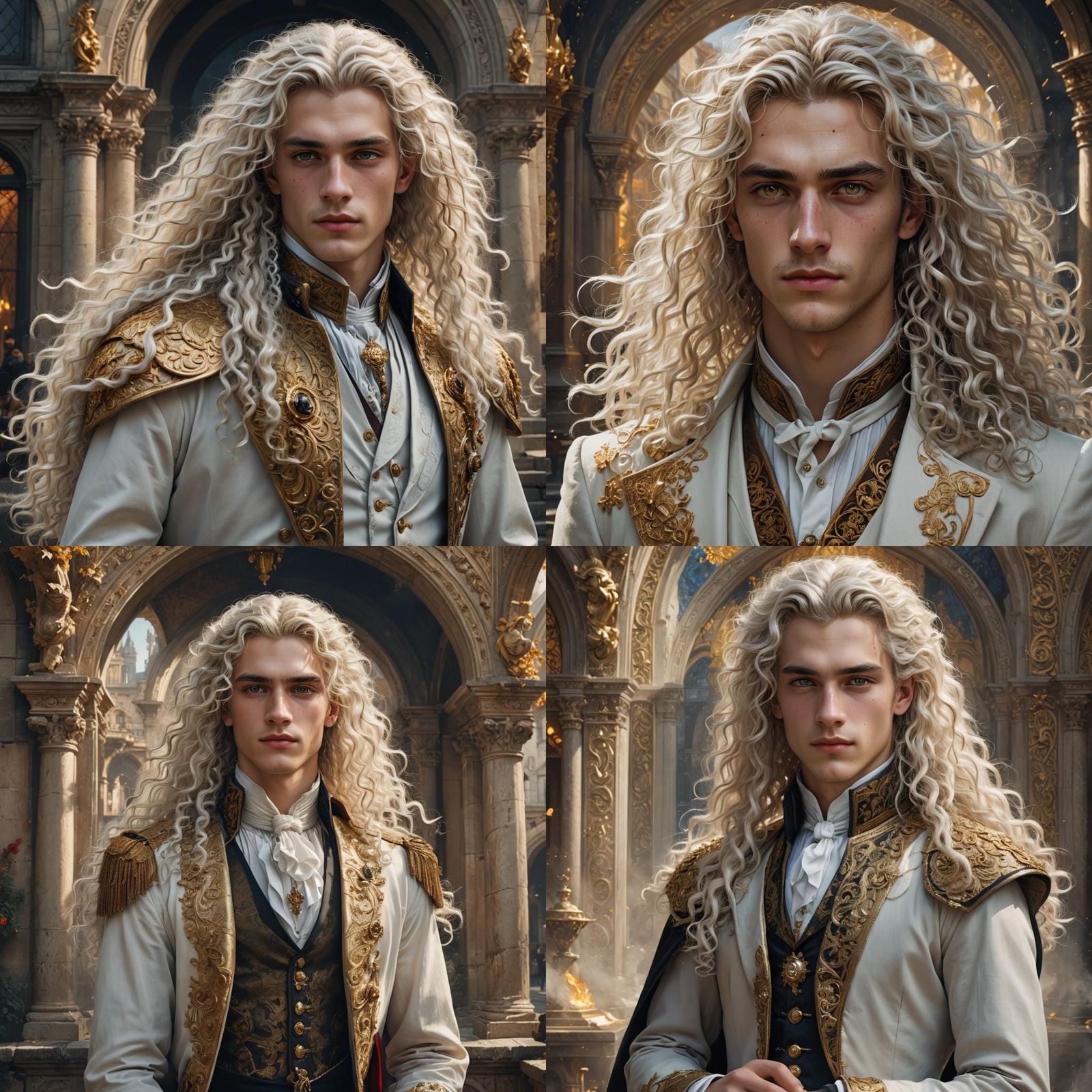 Androgynous German Man with Amber Eyes: Matte Painting
