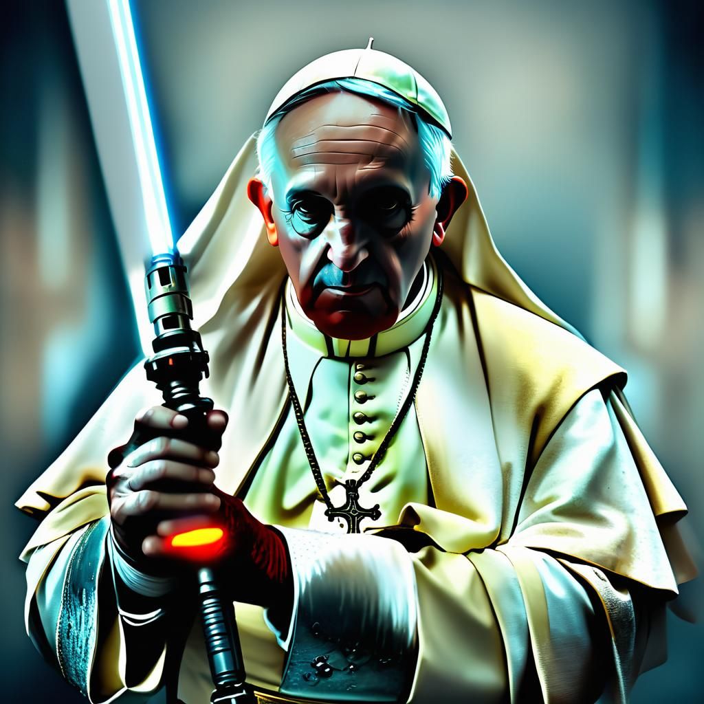 Pope with Lightsaber: A Cinematic 3D Photo