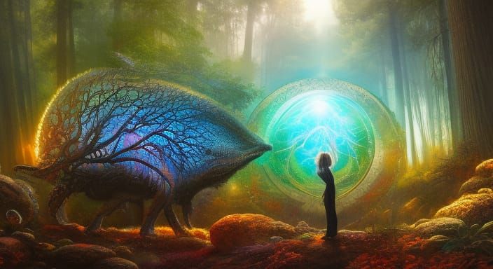 Hobbiton Morning View Through Round Window, Digital Art