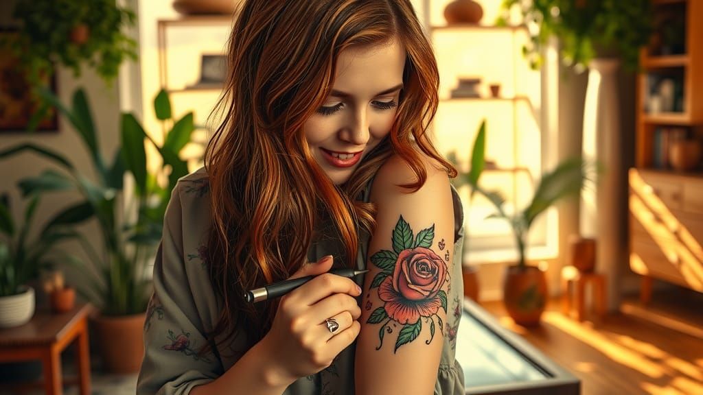 Bohemian Tattoo Artist Creates Rose Design