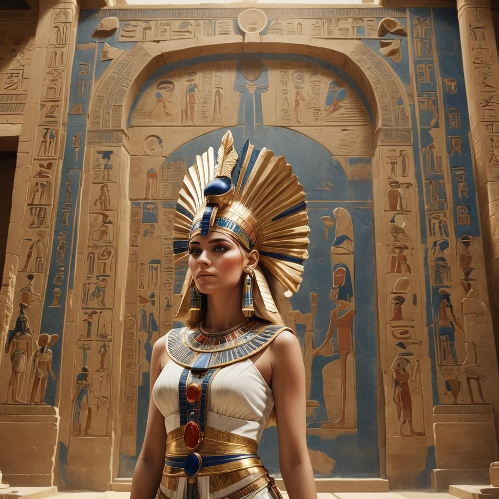 Blonde Woman in Pharaonic Attire, Ancient Egyptian Art