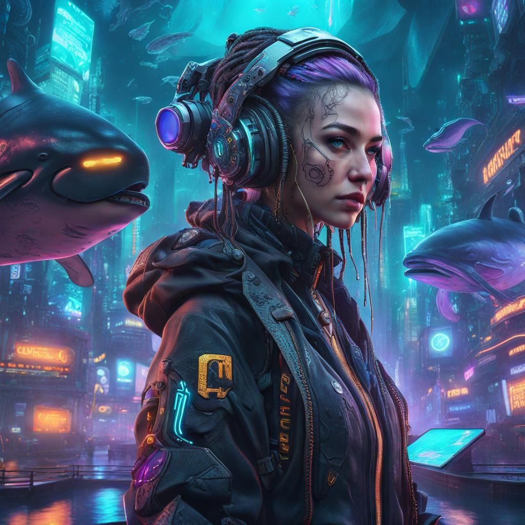 Cyberpunk NFT Collector with Mechanical Face