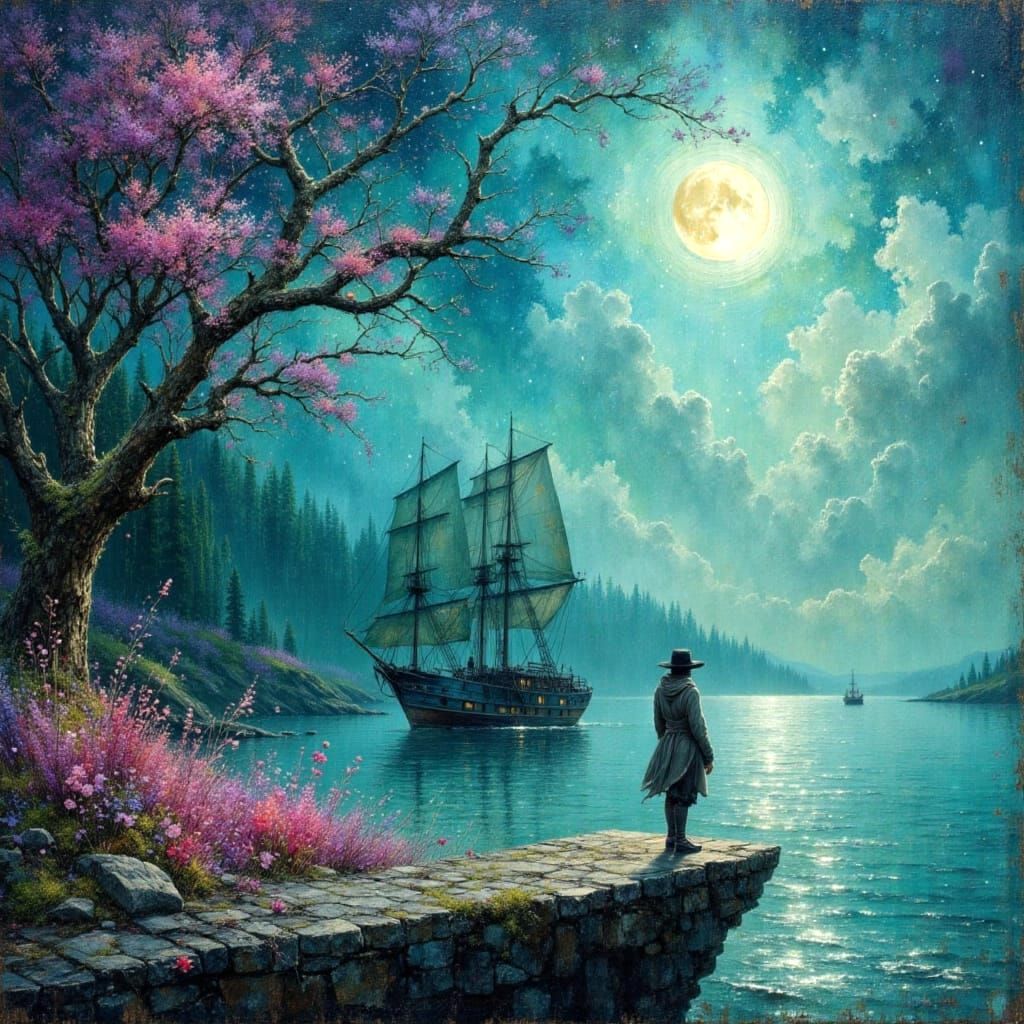 Surreal Figure Casting Bread, Impasto Oil Painting