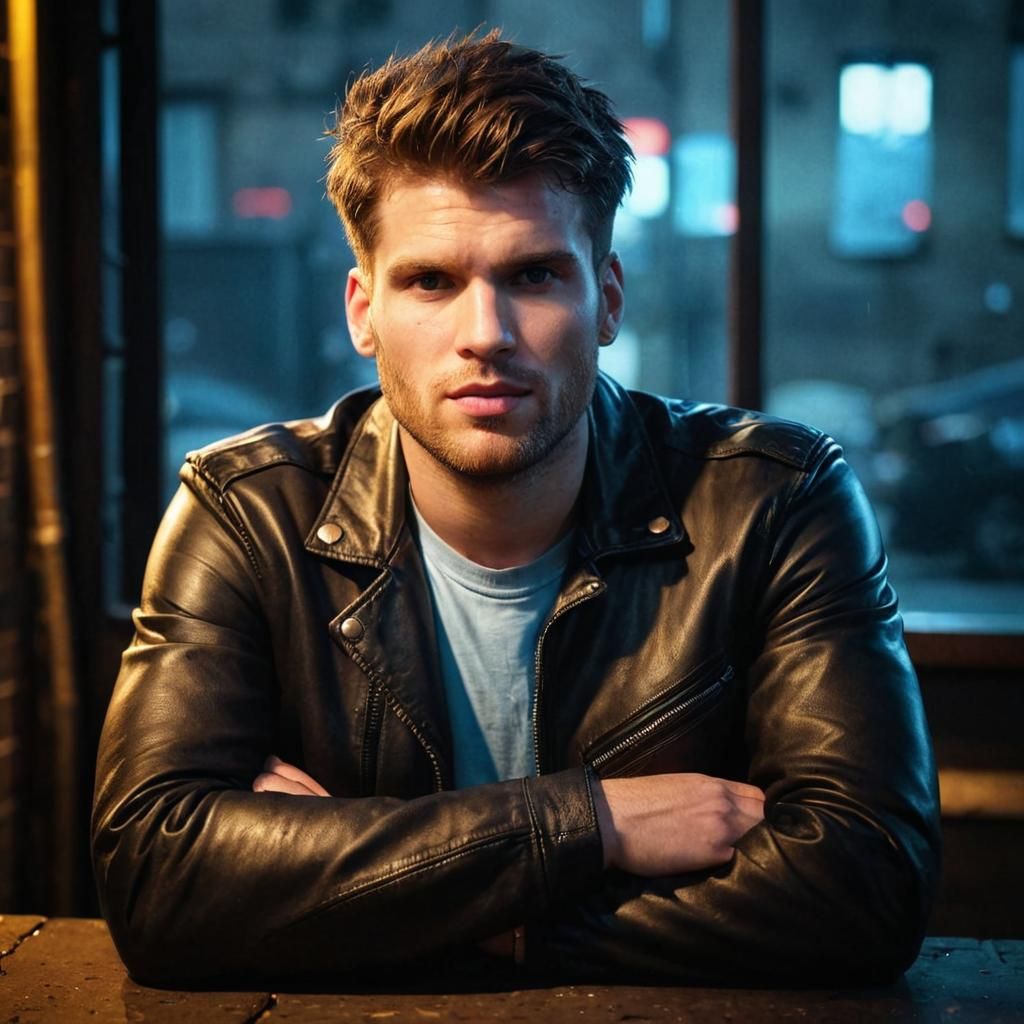 Dramatic Portrait of Joel Dommett in Alleyway