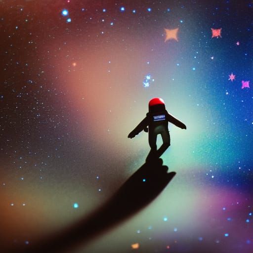 Astronaut Floating Freely in the Galaxy