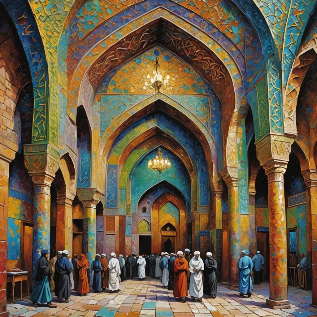 Isfahan, Iran: Expressionist Oil Painting in Impasto Style