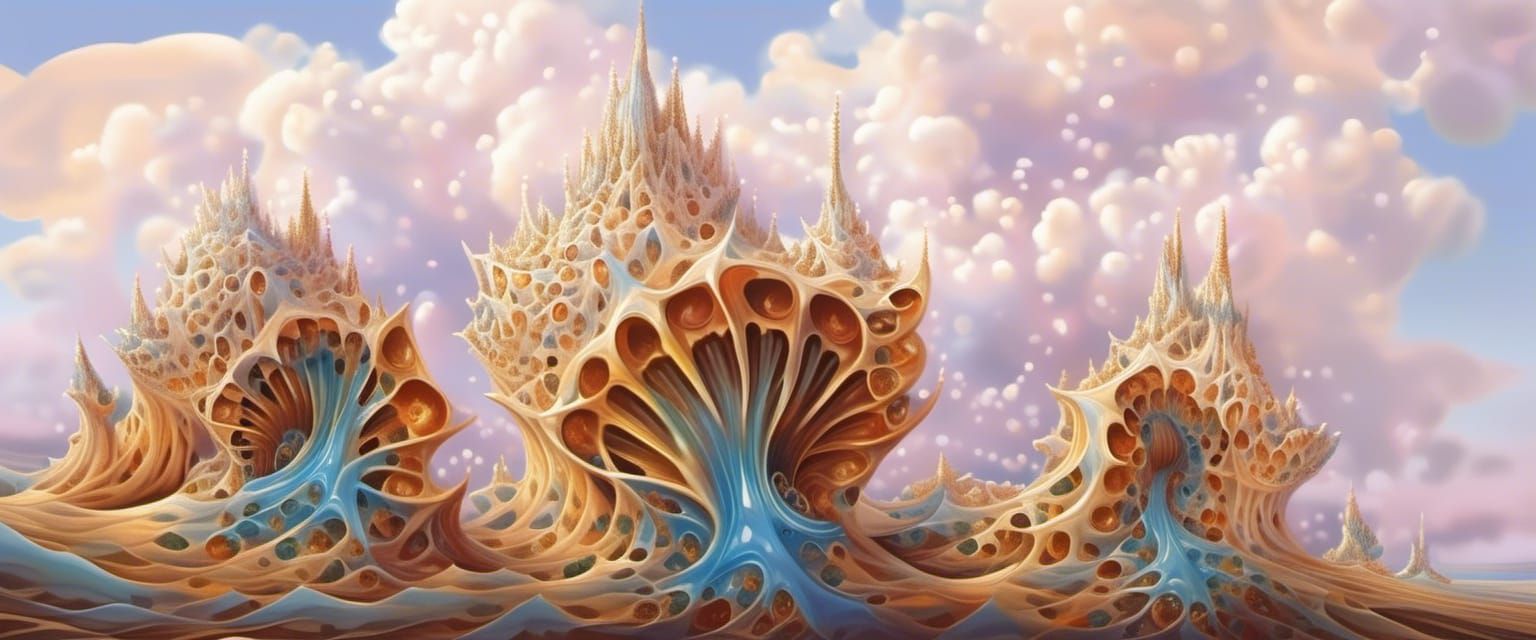 Blue Crystalline Seashell Dwelling in Surrealist Style