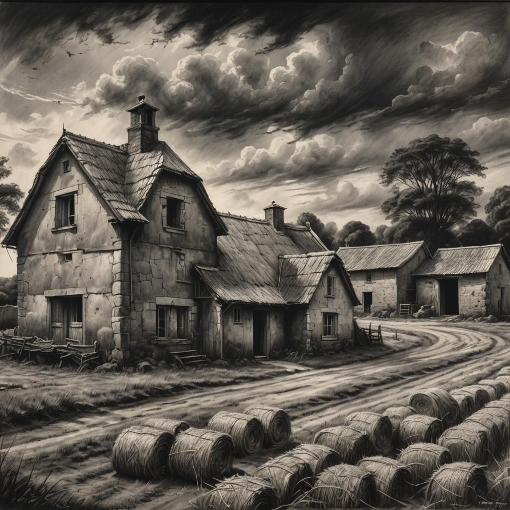Brittany Farmhouse in Charcoal with Expressive Shading