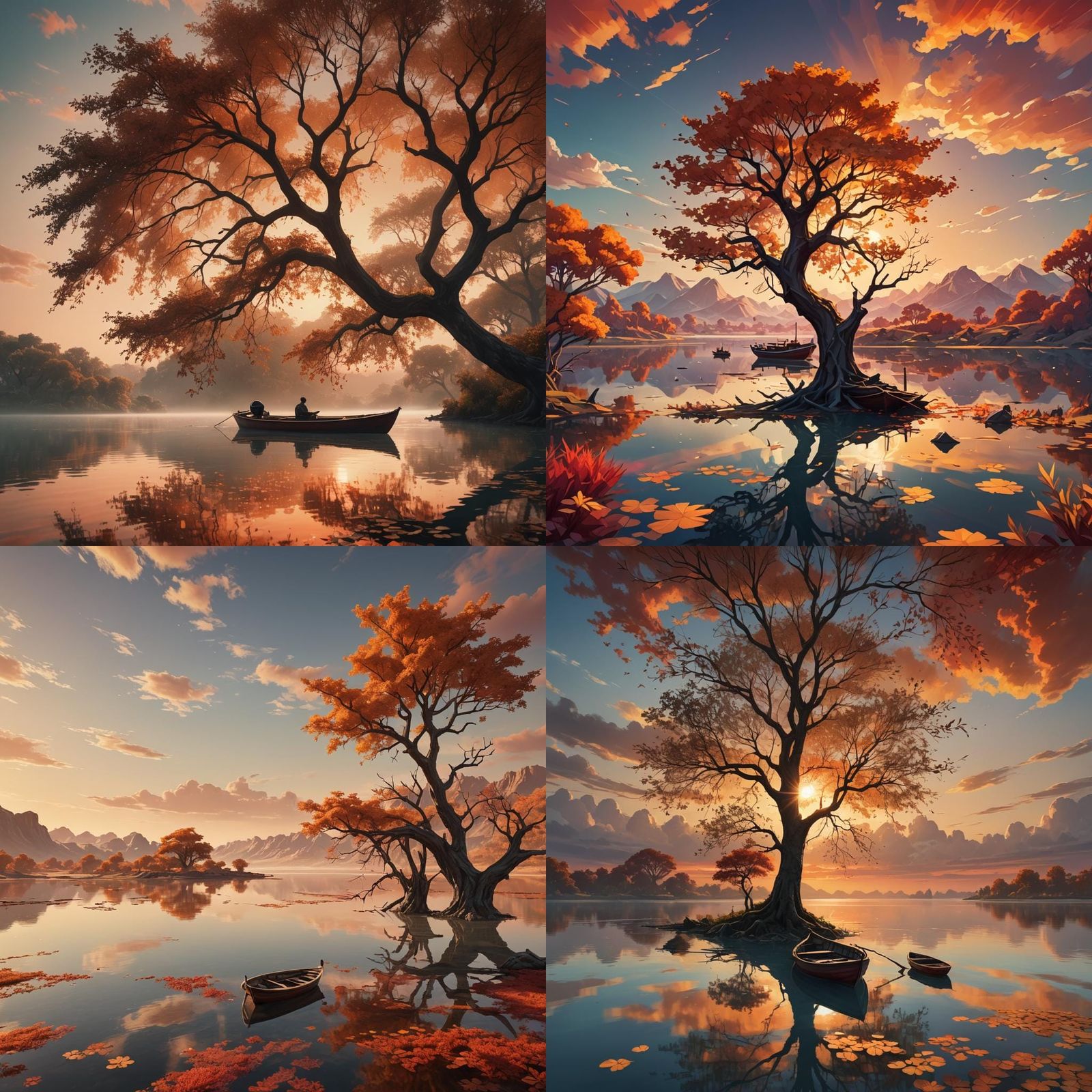 Vibrant Sunset Over Lagoon: Detailed Matte Painting