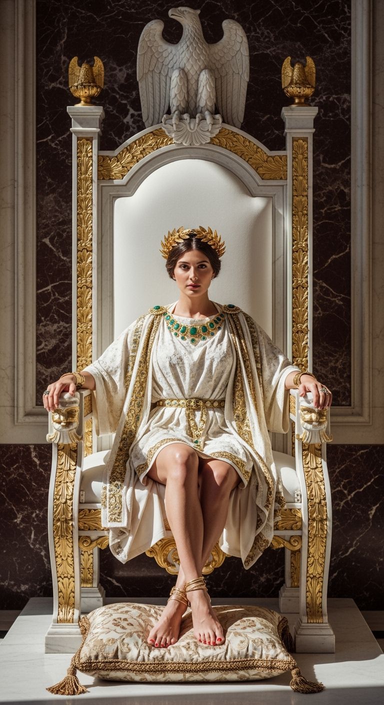 Empress Messalina on Her Throne in Roman Palace