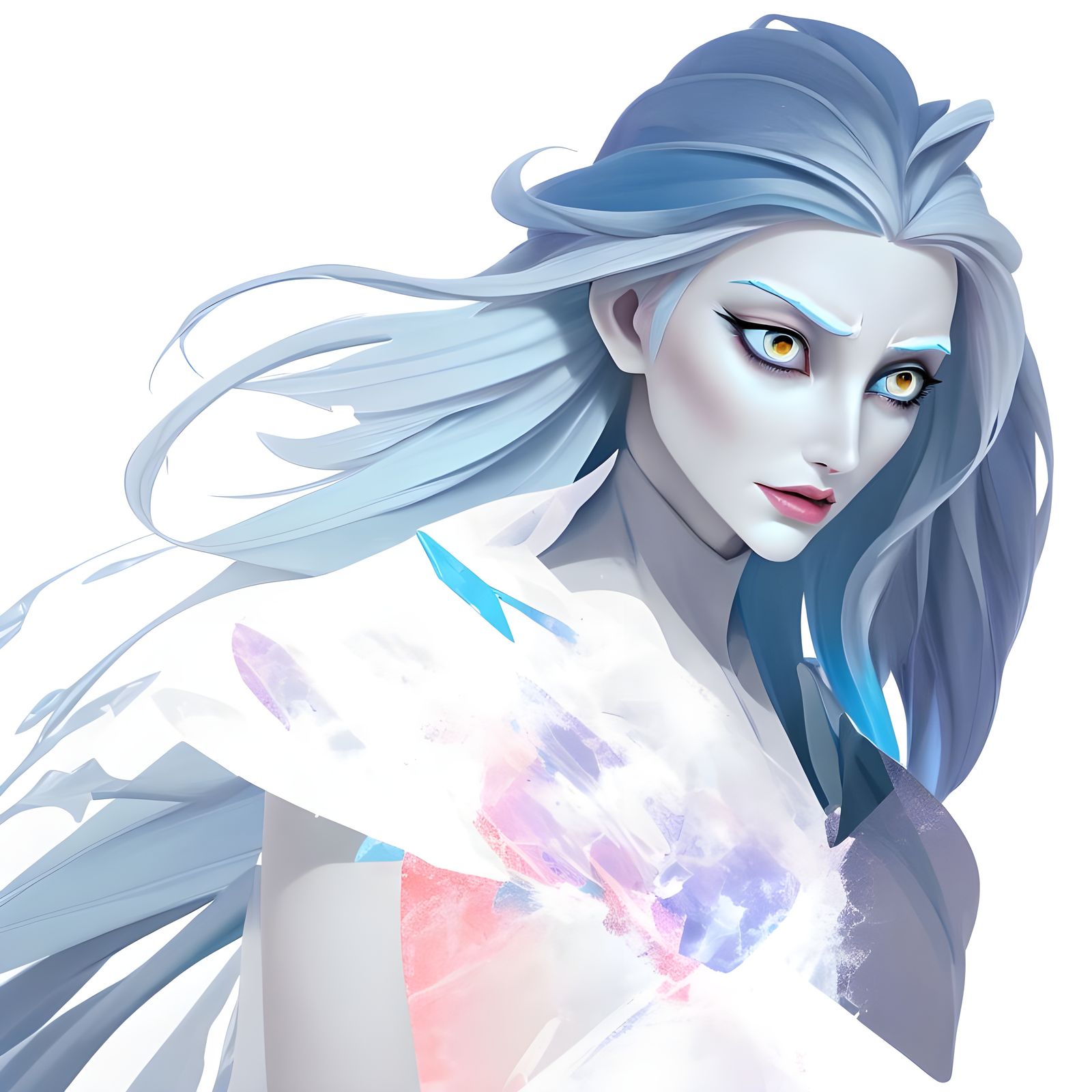 Abstract Ice Queen Portrait with Complementary Colors