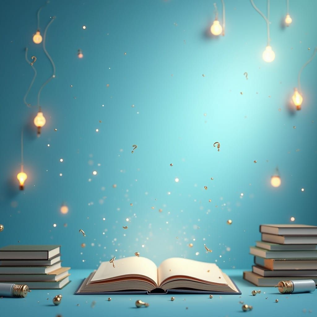 Serenely Evocative Light Blue Background with Metallic Sloga...