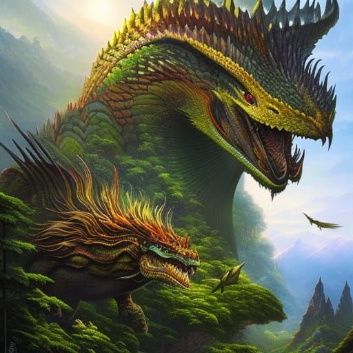 Basilisk in Lush Jungle: A Whimsical Portrait