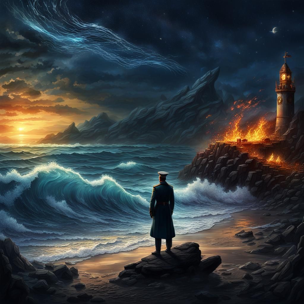 Lonely Border Guard Gazing at Starry Sky