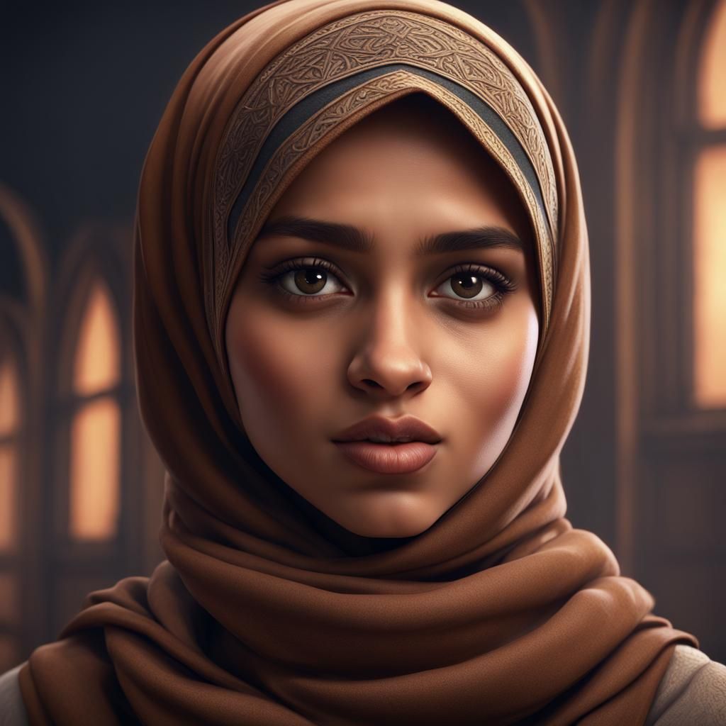Young Muslim Girl in Detailed Matte Painting