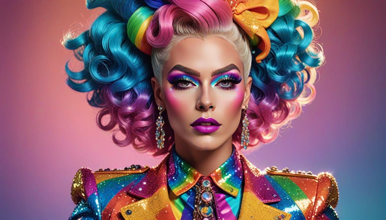 Glamorous Drag Queen in Vibrant Digital Art