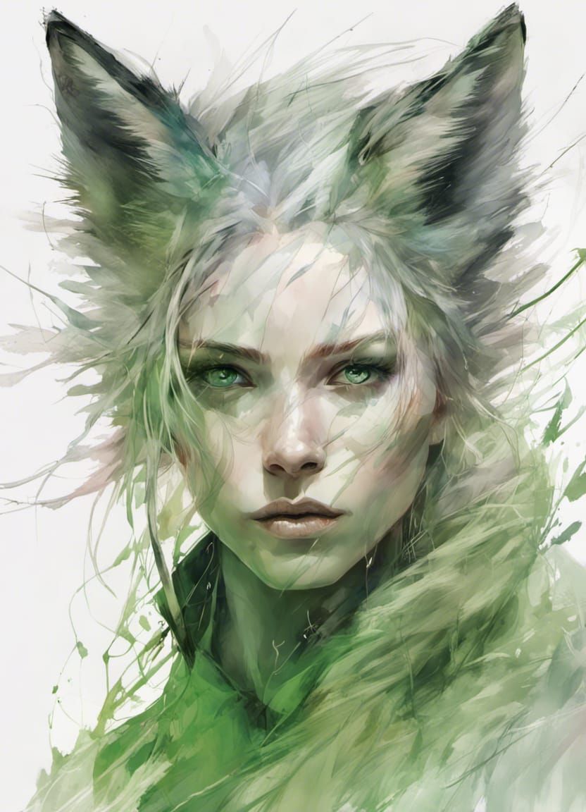 Lightning Fox Portrait in Digital Illustration Style
