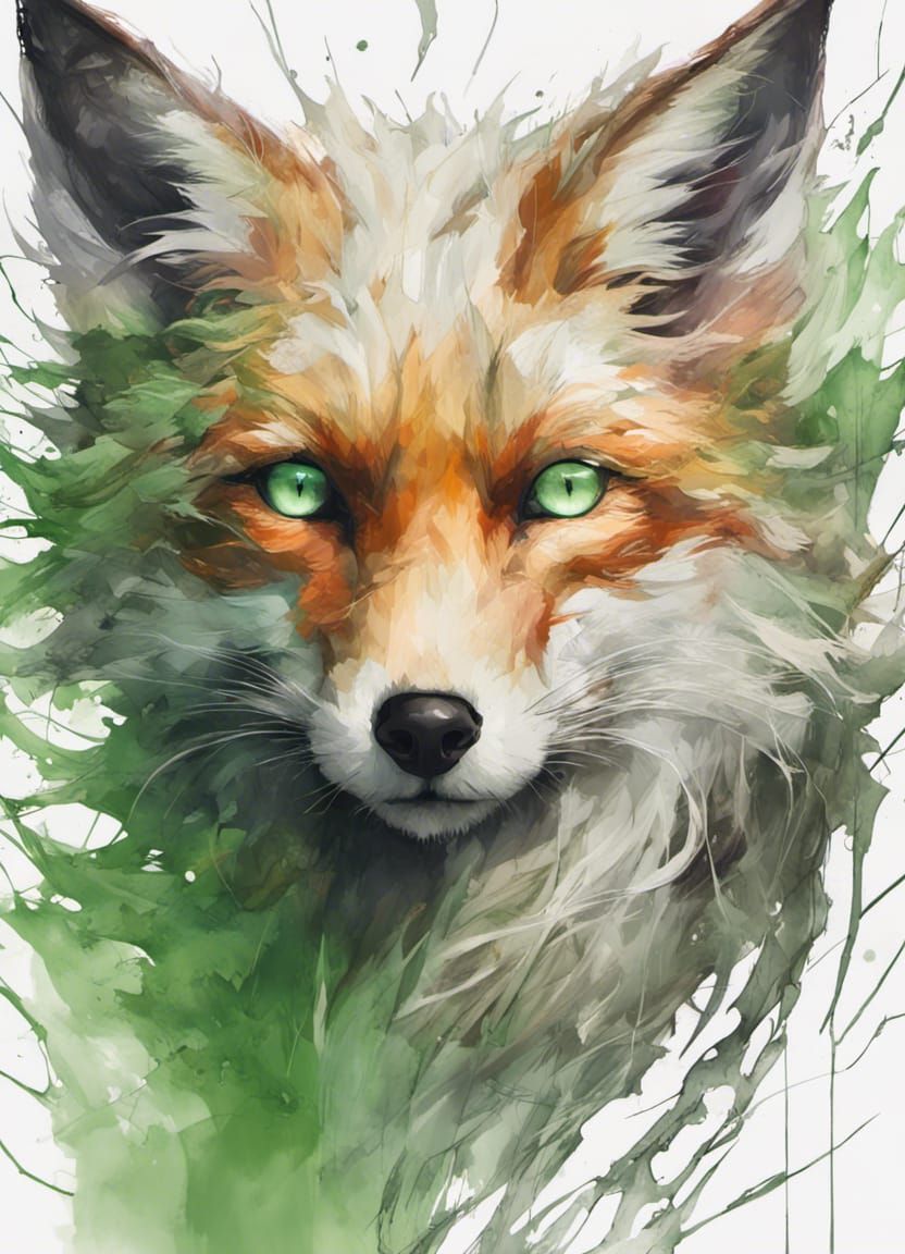 Lightning Fox Deity Portrait in Digital Art Style