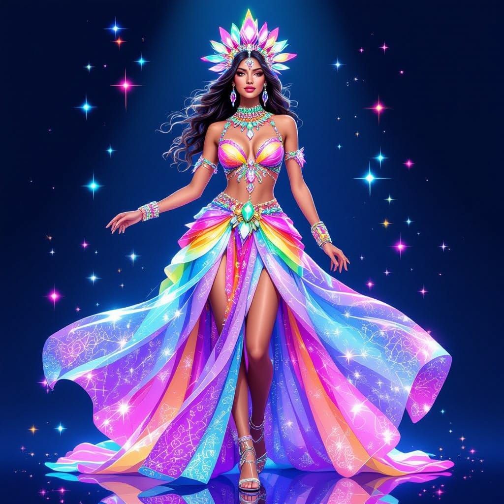 Goddess of Light Adorned with Gemstones and Jewels
