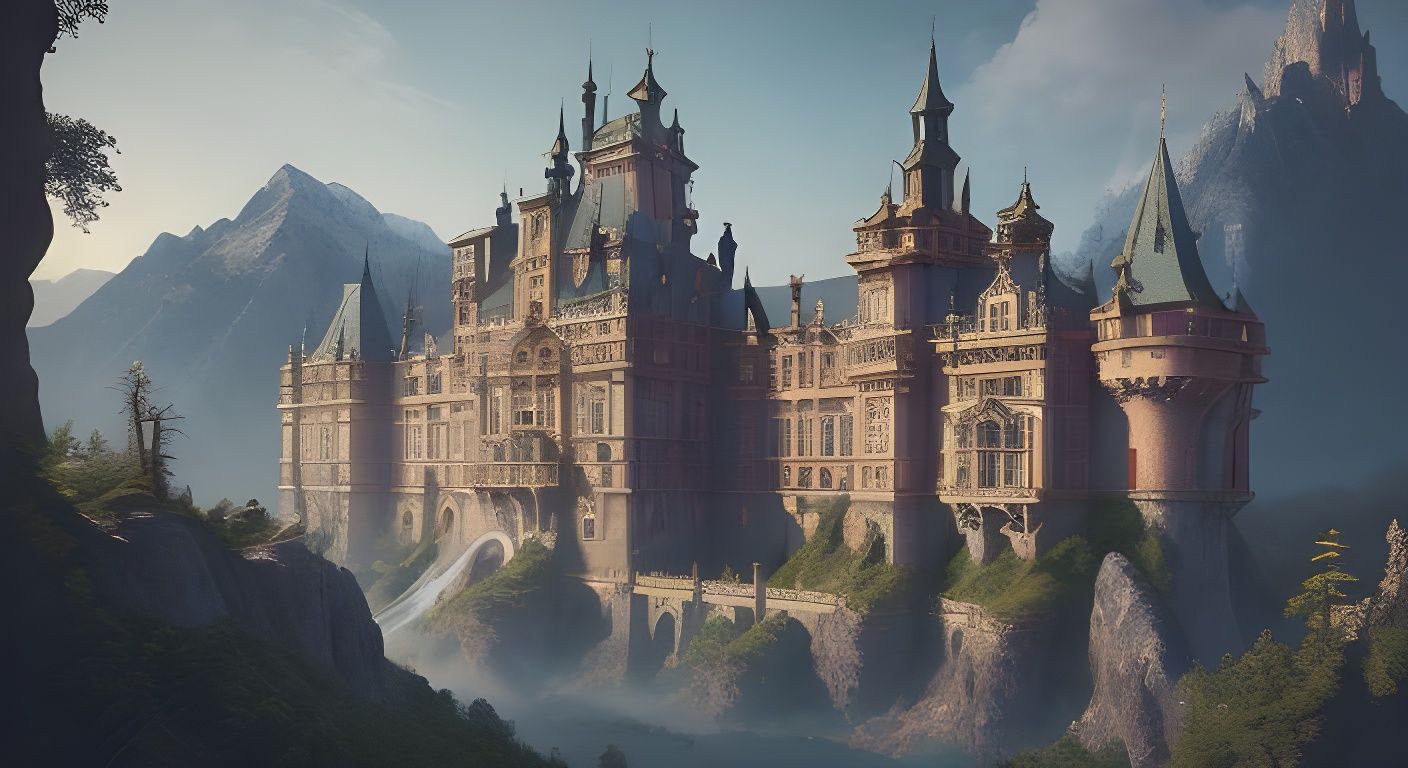 Baroque Rococo Castle in Mountain Landscape