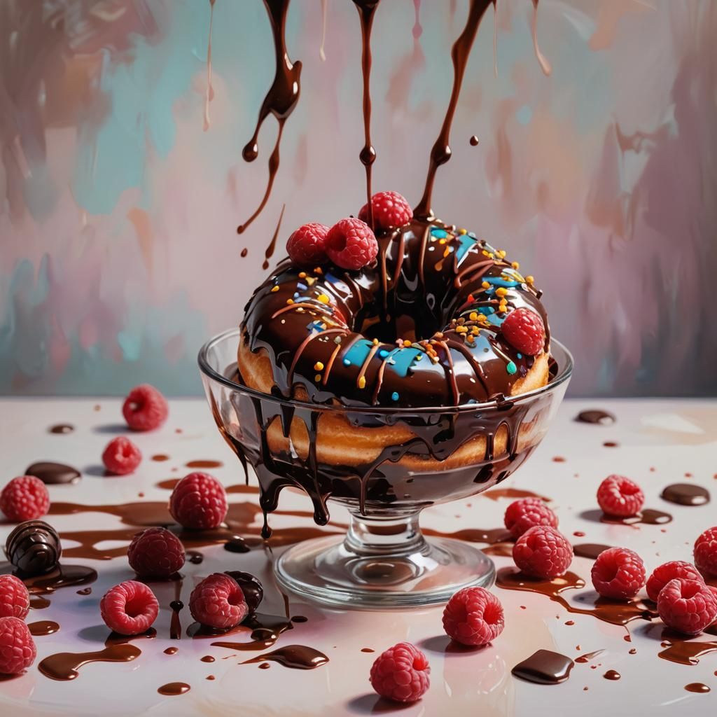 Donut Still Life in Oil Painting Style