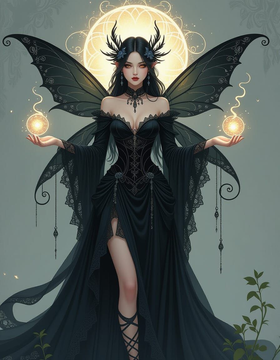 Mystical Gothic Fairy with Glowing Aura