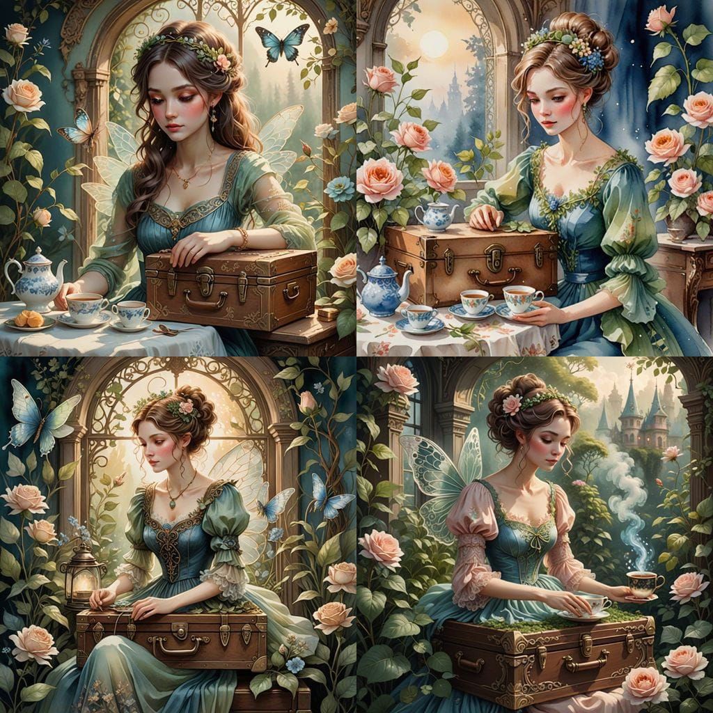 Whimsical Fairy Sits Amidst Enchanted Nature