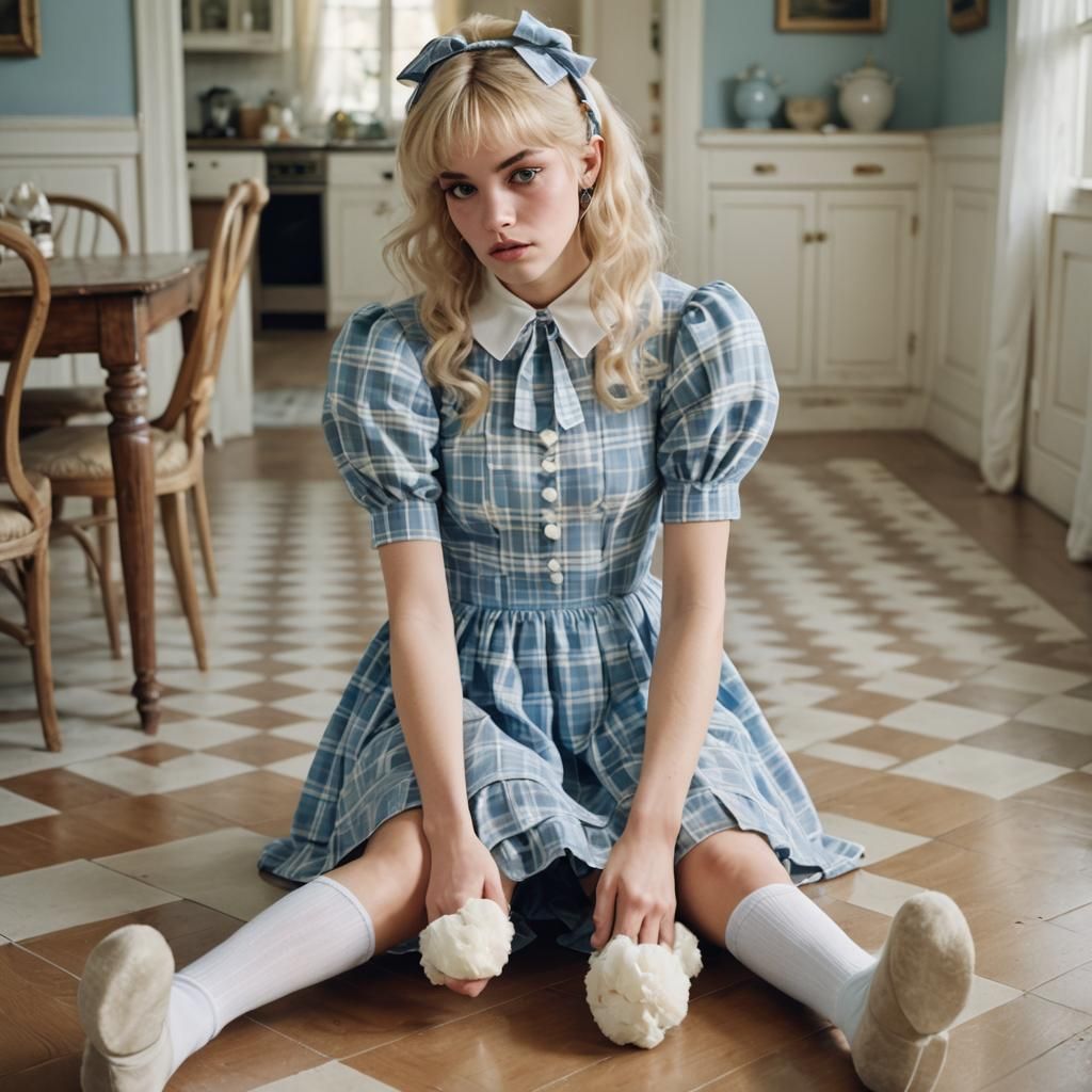 Cross-Dressed Teenager in Babydoll Dress, Soft Focus Portrai...