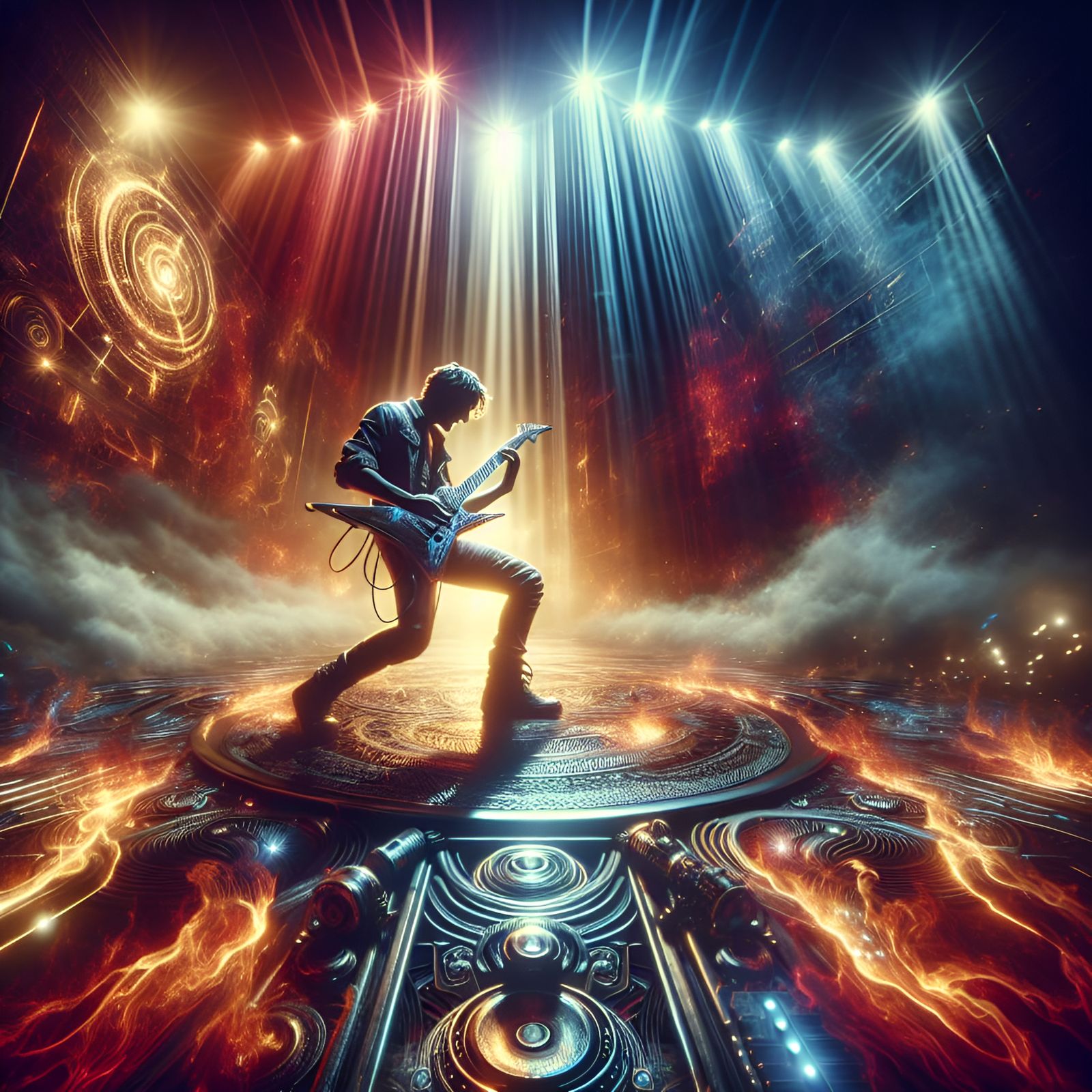Rock Star Guitar Solo on Firey Stage
